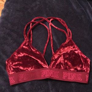 Burgundy velvet pink brand bralette VS
